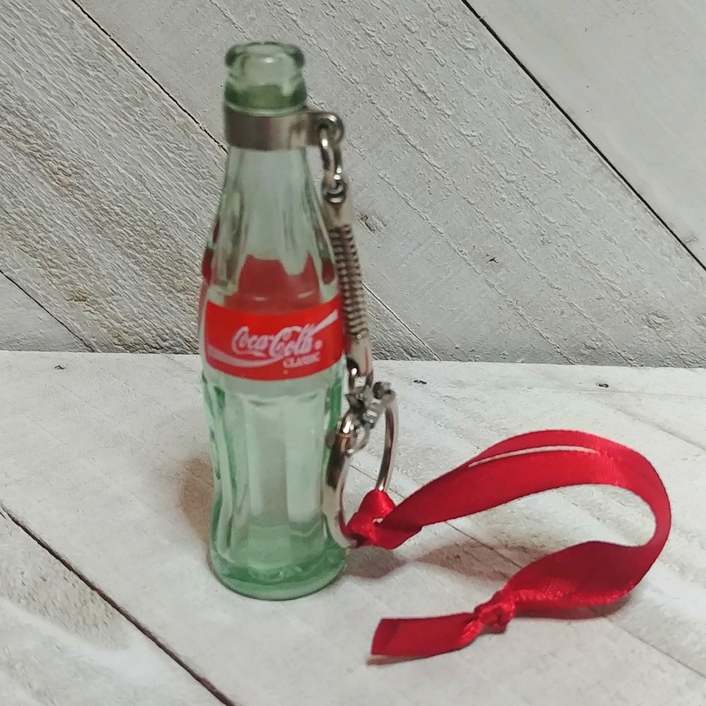 Vintage Coca-Cola Mini Glass Bottle Key Ring